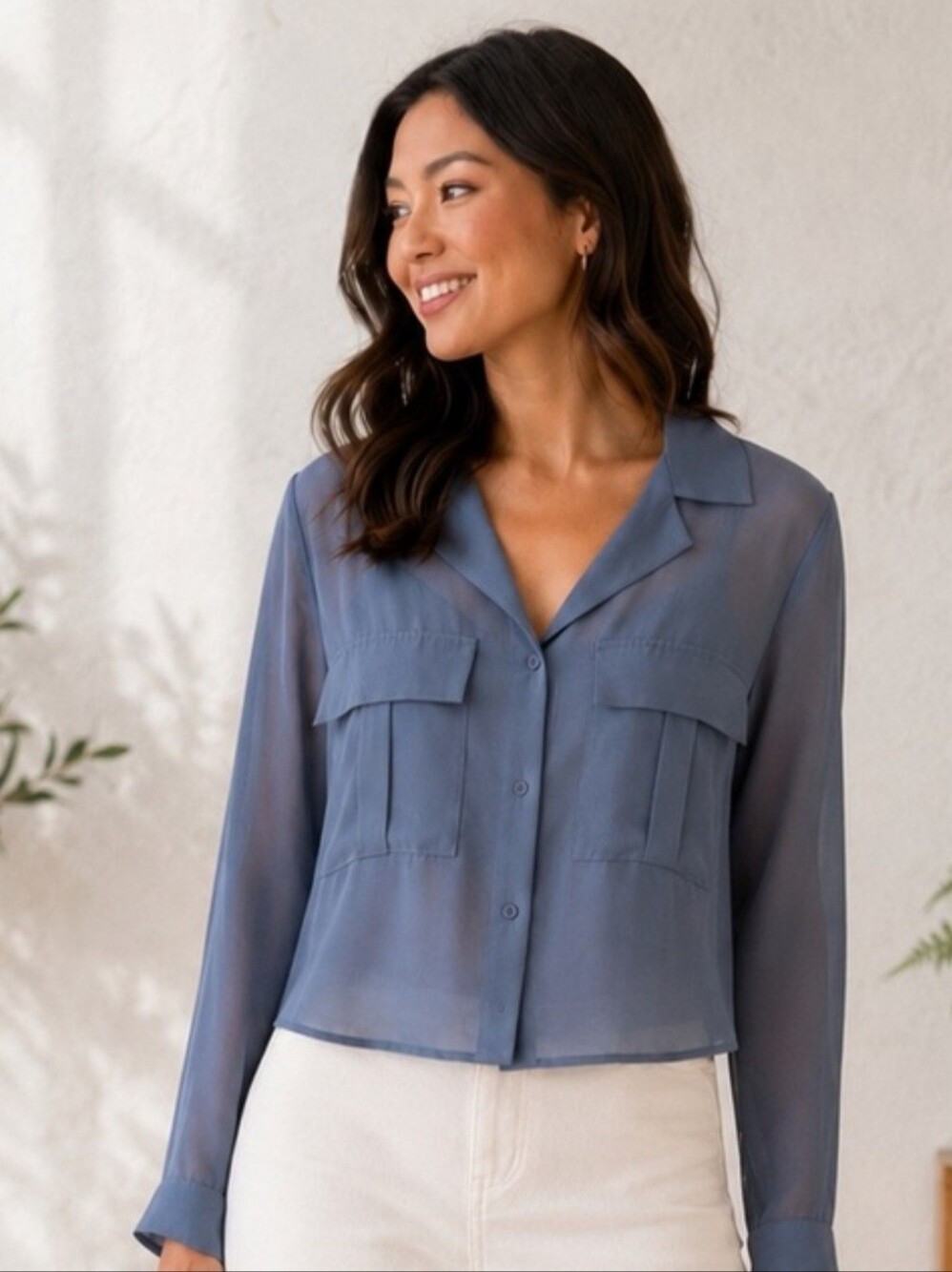 Tahari Deep Slate Blue Blouse